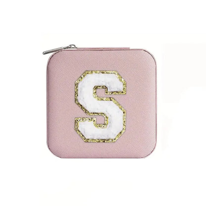 Custom Letter Jewelry Travel Case – Pink Varsity Collection