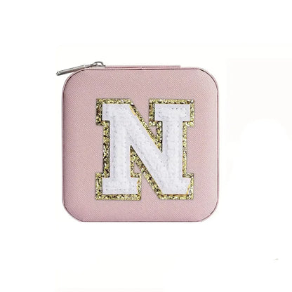Custom Letter Jewelry Travel Case – Pink Varsity Collection