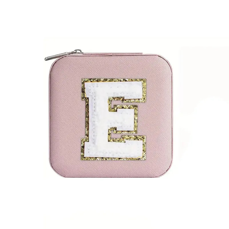 Custom Letter Jewelry Travel Case – Pink Varsity Collection