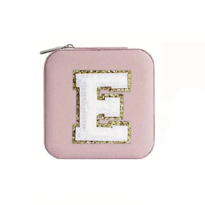Custom Letter Jewelry Travel Case – Pink Varsity Collection