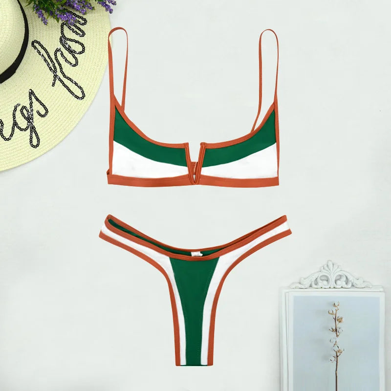 Bikini Brazilian Swimwear Vintage Multicolor Set