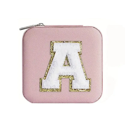 Custom Letter Jewelry Travel Case – Pink Varsity Collection