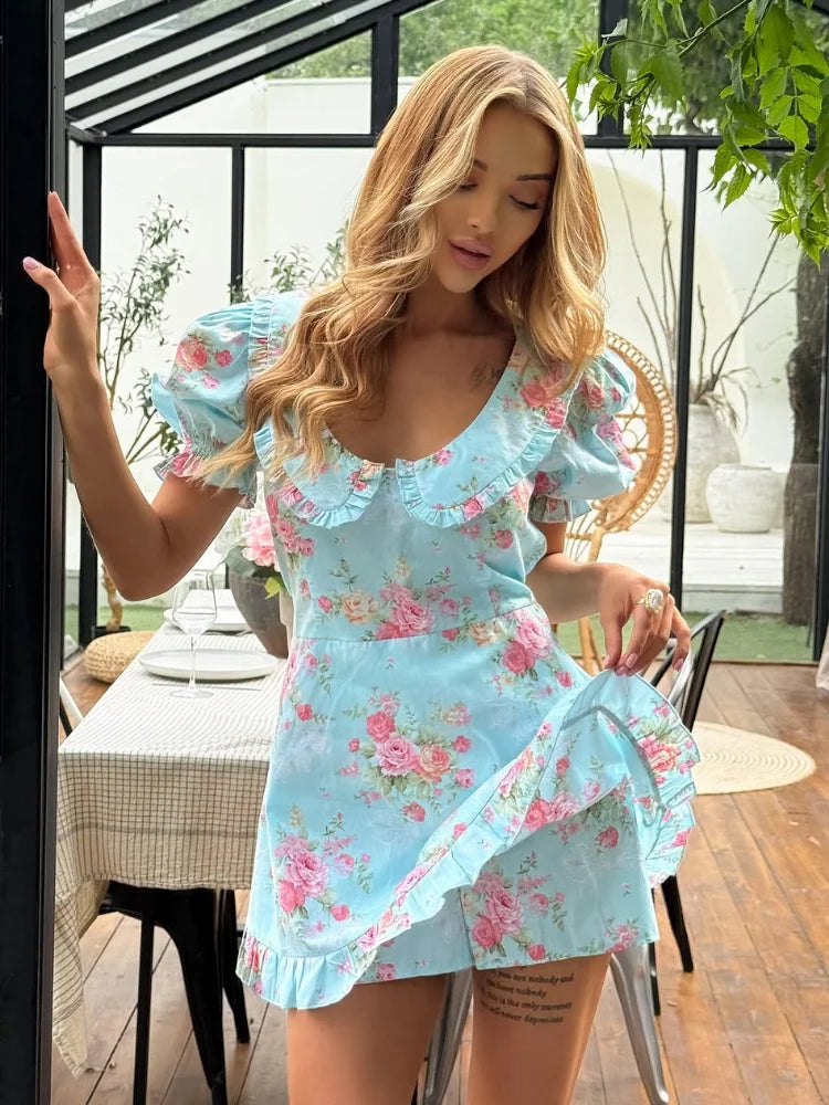 Floral Peter Pan Collar Mini Dress