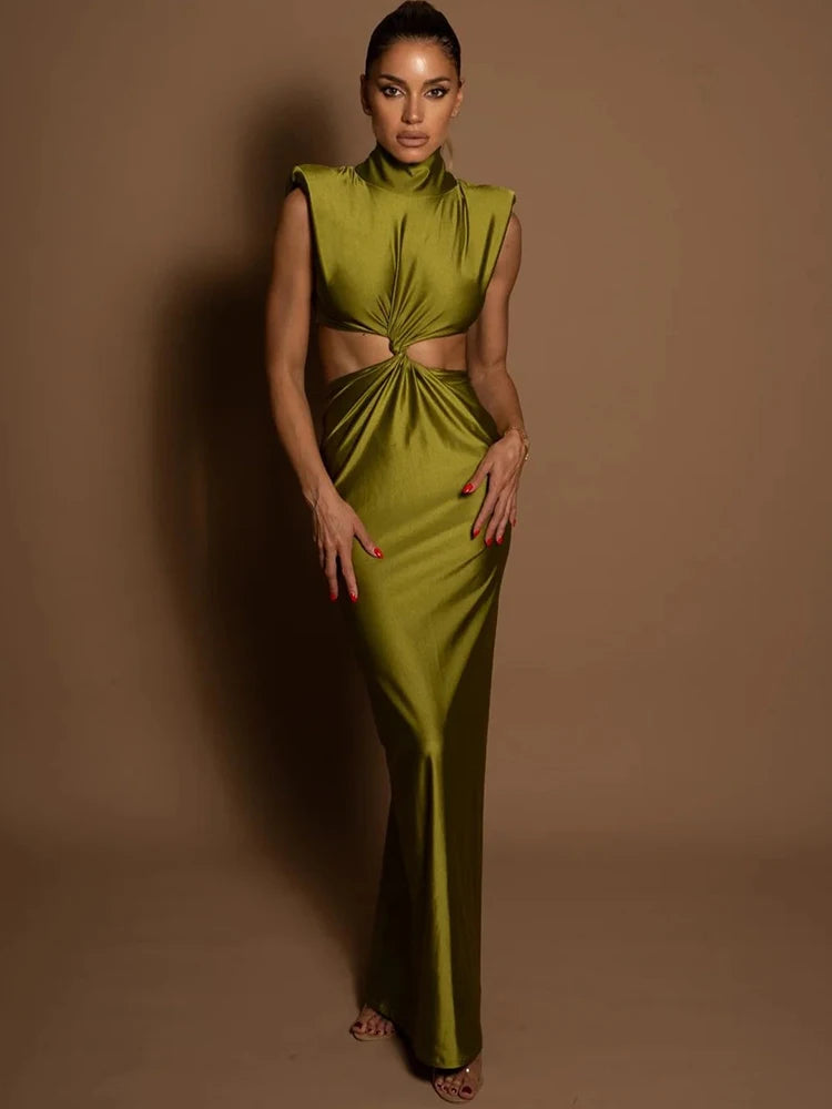 Turtleneck Maxi Dress Multicolor