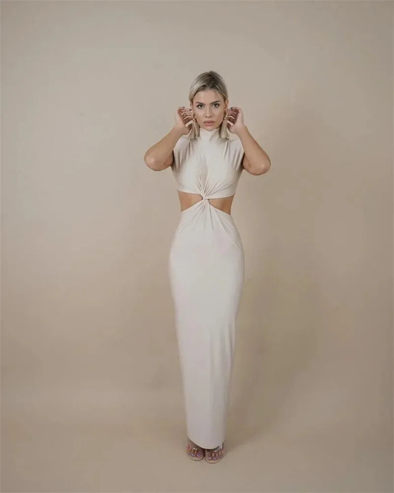 Robe Longue Col Roulé Multicolore