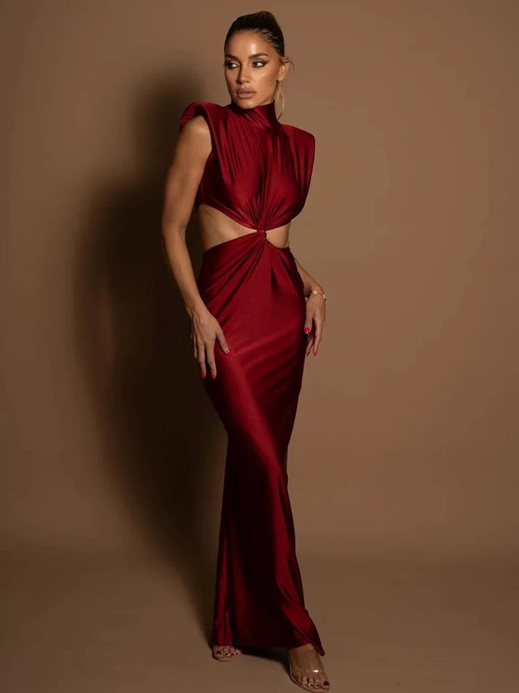 Turtleneck Maxi Dress Multicolor