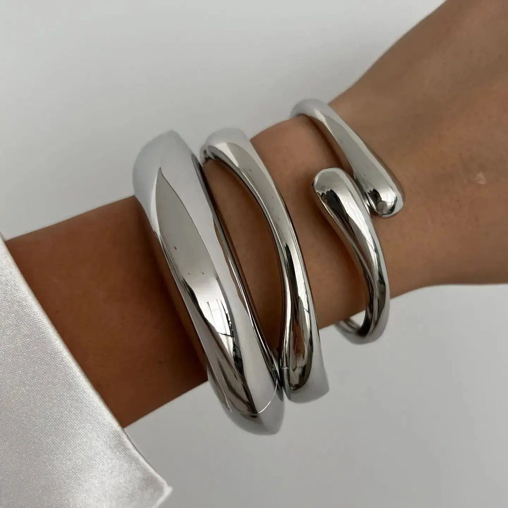 Bracciale rigido in oro con polsini in metallo vintage Hip Hop