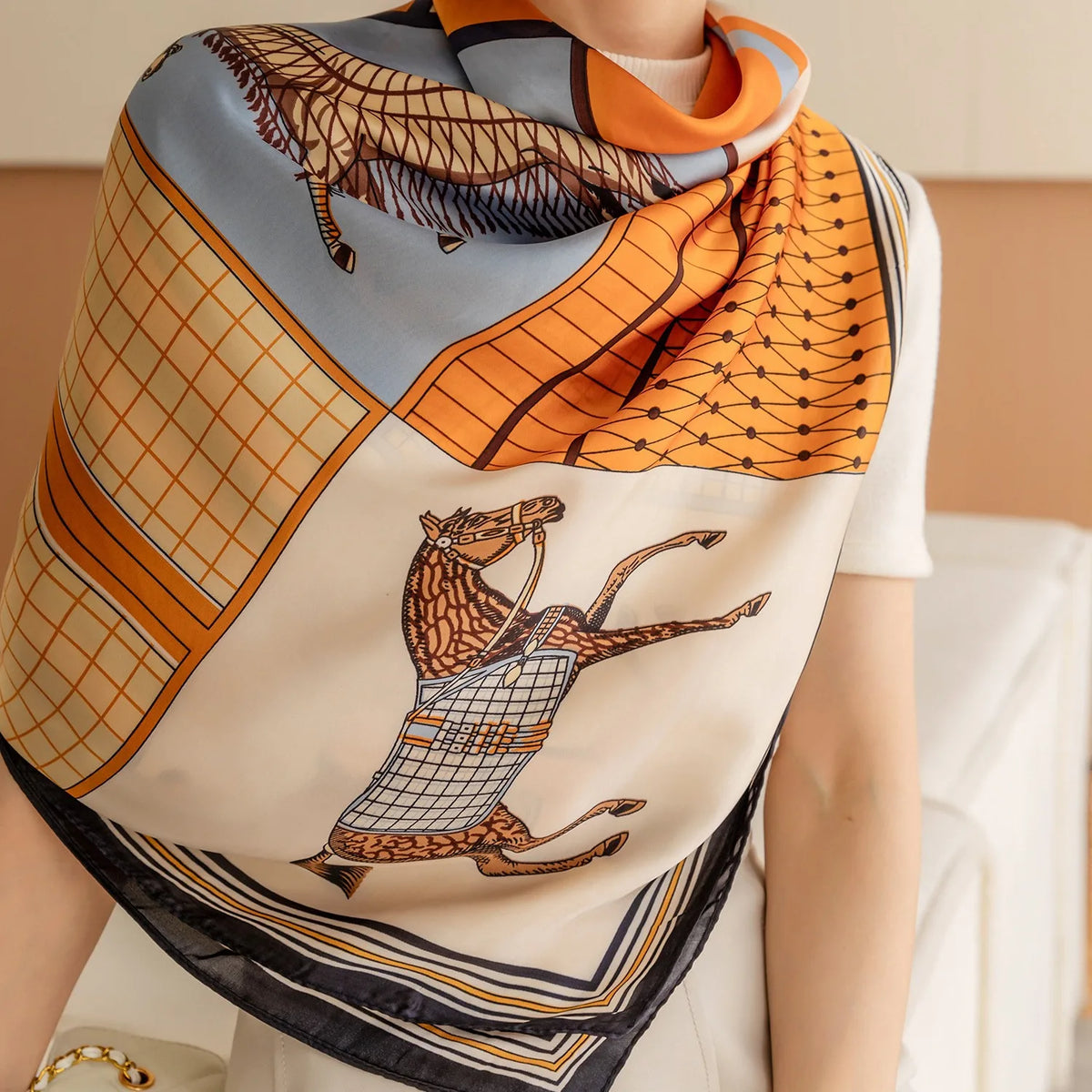 Horse Print Square Scarf – 110 x 110 cm