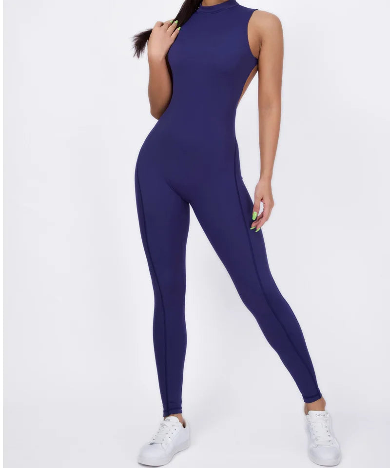 Yoga-Sets, ärmelloser Hosen-Overall für Damen mit Brustpolster