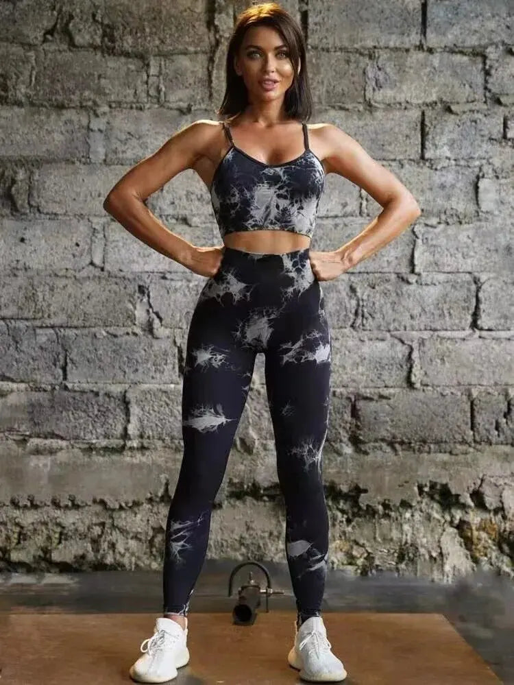 Tuta da donna con reggiseno e leggings a vita alta 