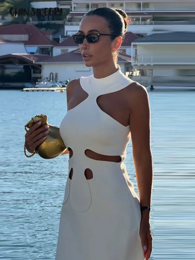Elegant Halter Cutout Mini Dress